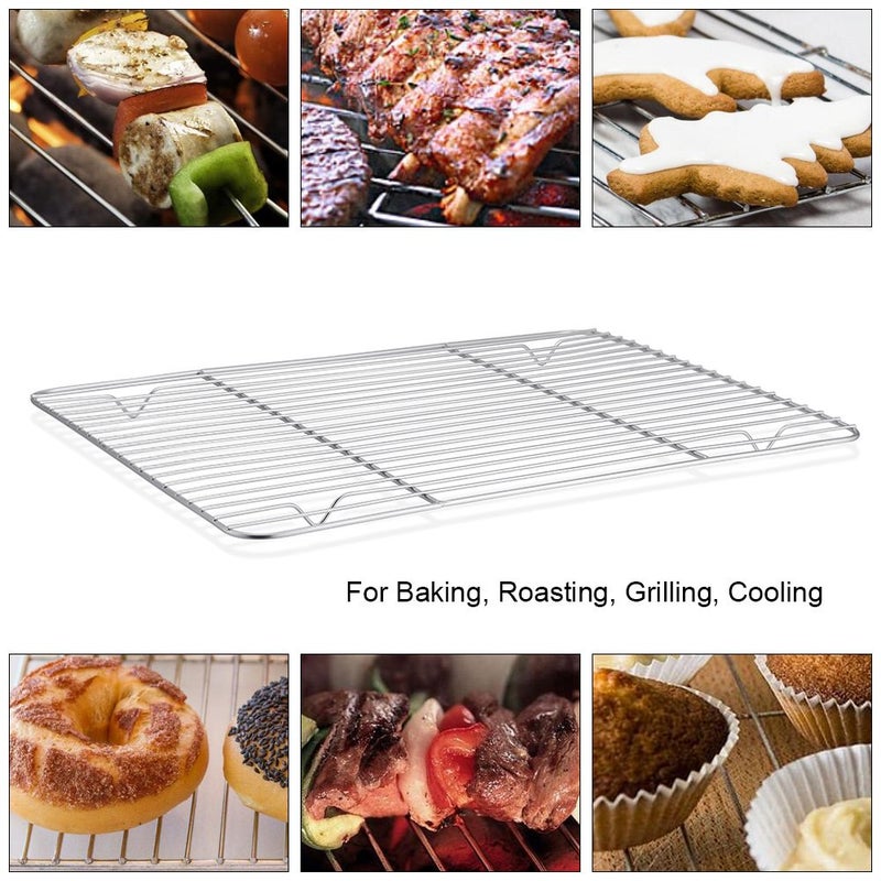 P&P CHEF Cooling Rack Pack of 2  Stainless Steel Small Cooking Rack for Cooling Baking Roasting Grilling Drying  Rectangle 9.7'' x 7.3'' x 0.6''  Fits Small Toaster Oven  Oven & Dishwasher Safe - Image 4